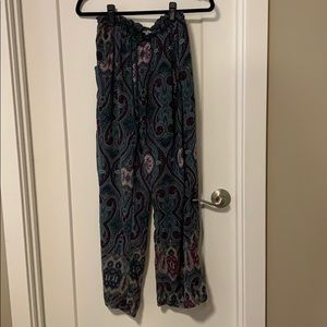 Tie front tribal print pants